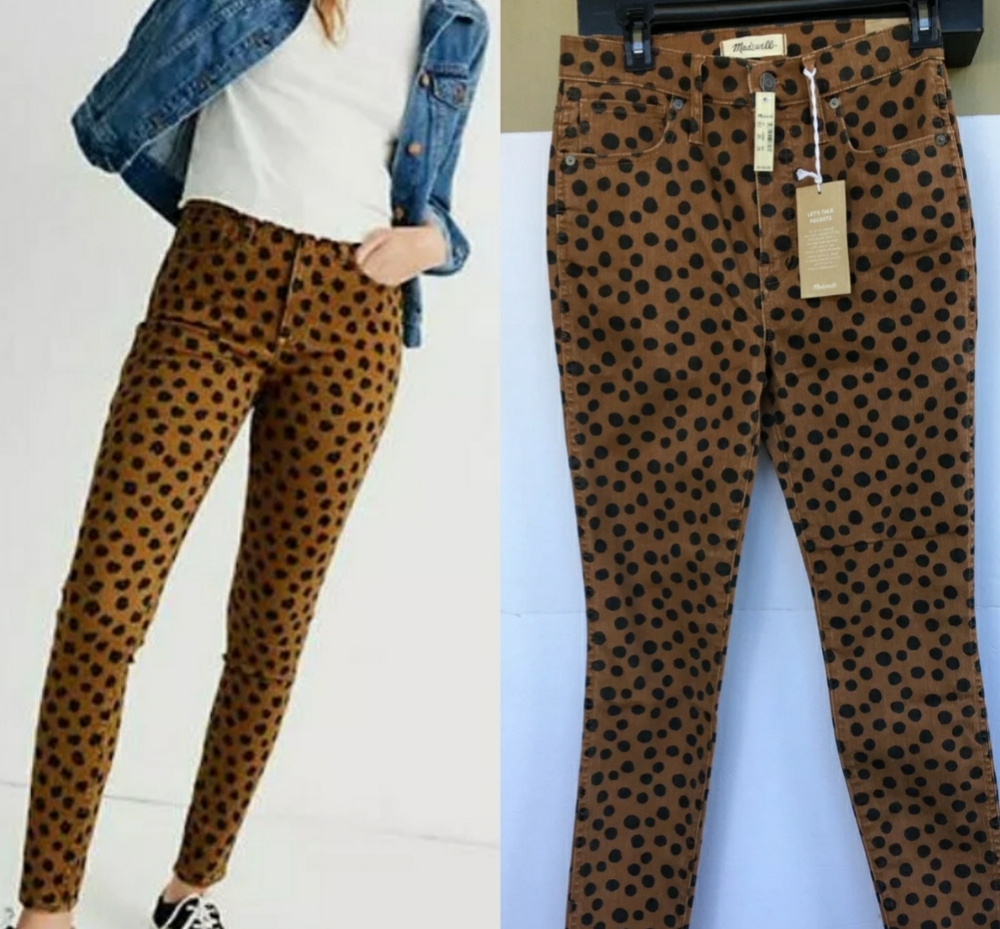 Madewell 10" High Rise Skinny Jeans Leopard Dot 28
